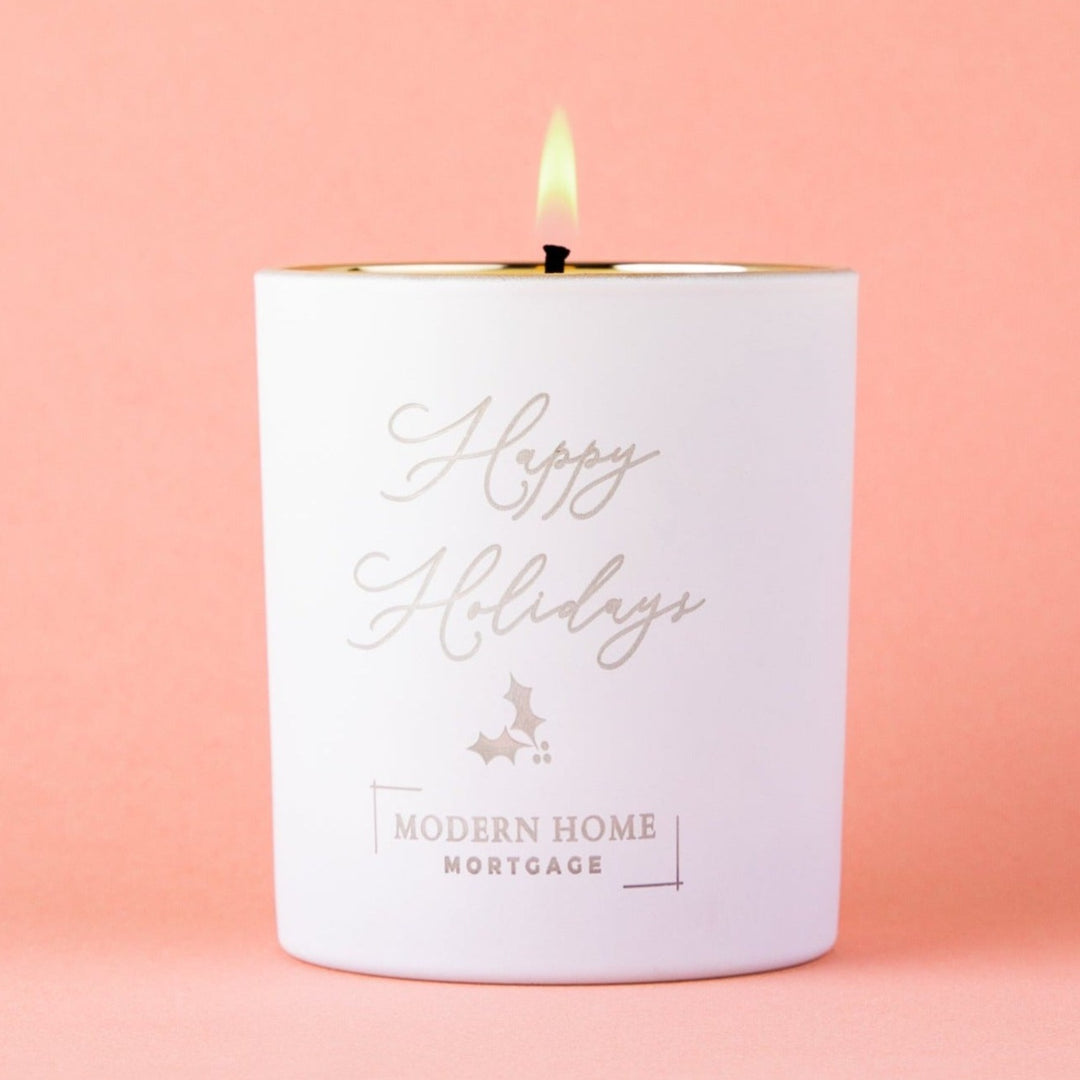 Holiday Wishes Corporate Logo Candle